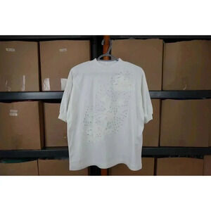 White Vintage 90s Floral Art Tshirt L #475